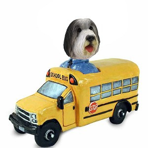Bearded Collie School Bus Doogie Collectible Dog Figurine
