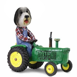 Bearded Collie Tractor Doogie Collectible Dog Figurine