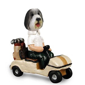 Bearded Collie Golf Cart Doogie Collectible Dog Figurine