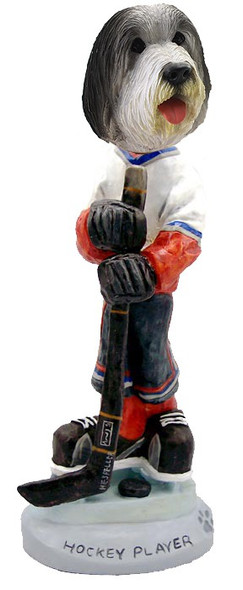 Bearded Collie Hockey Player Doogie Collectible Dog Figurine