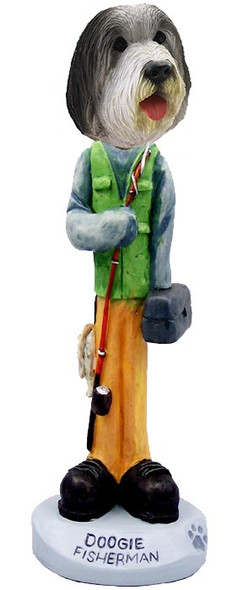 Bearded Collie Fisherman Doogie Collectible Dog Figurine