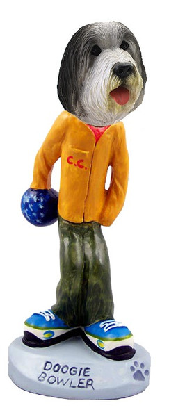 Bearded Collie Bowler Doogie Collectible Dog Figurine