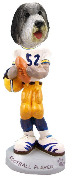 Bearded Collie Football Player Doogie Collectible Dog Figurine