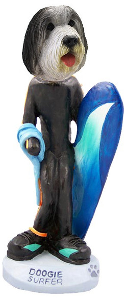 Bearded Collie Surfer Doogie Collectible Dog Figurine