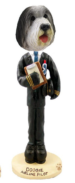 Bearded Collie Airline Pilot Doogie Collectible Dog Figurine