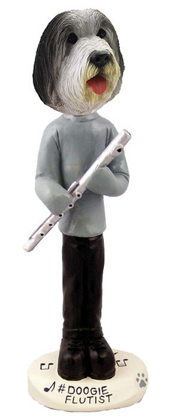 Bearded Collie Flutist Doogie Collectible Dog Figurine