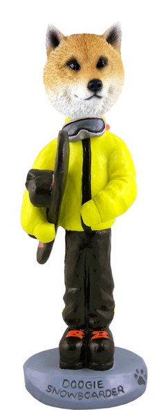 Shiba Inu Snowboarder Doogie Collectible Dog Figurine