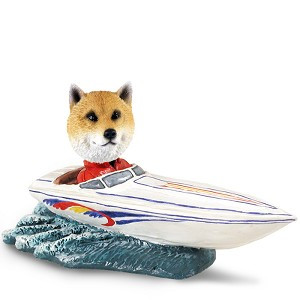 Shiba Inu Motorboat Doogie Collectible Dog Figurine