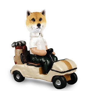 Shiba Inu Golf Cart Doogie Collectible Dog Figurine
