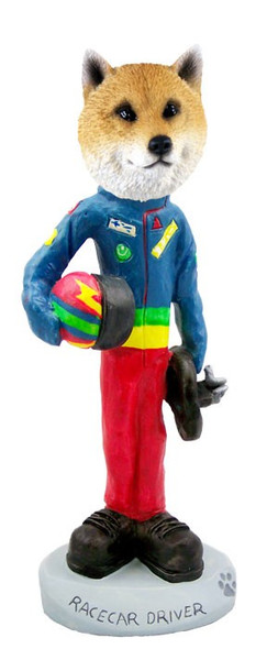 Shiba Inu Racecar Driver Doogie Collectible Dog Figurine