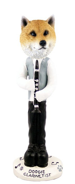 Shiba Inu Clarinetist Doogie Collectible Dog Figurine
