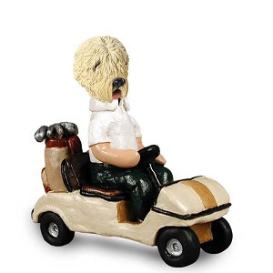 Soft Coated Wheaten Terrier Golf Cart Doogie Collectible Dog Figurine