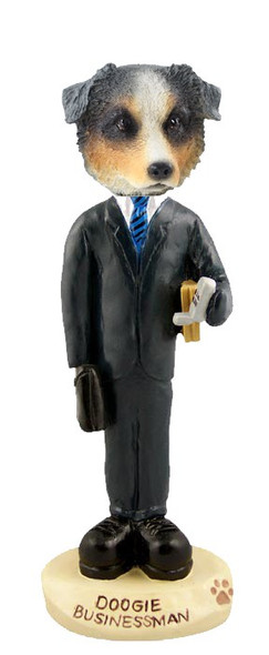 Blue Australian Shepherd Businessman Doogie Collectible Dog Figurine
