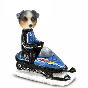 Blue Australian Shepherd Snowmobile Doogie Collectible Dog Figurine