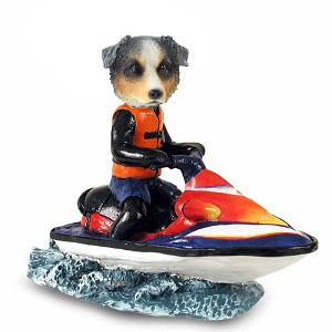 Blue Australian Shepherd Jet Ski Doogie Collectible Dog Figurine