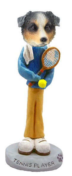 Blue Australian Shepherd Tennis Player Doogie Collectible Dog Figurine