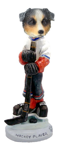 Blue Australian Shepherd Hockey Player Doogie Collectible Dog Figurine