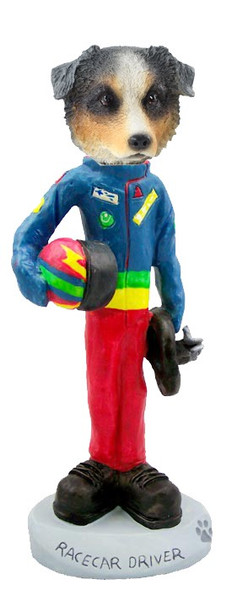 Blue Australian Shepherd Racecar Driver Doogie Collectible Dog Figurine