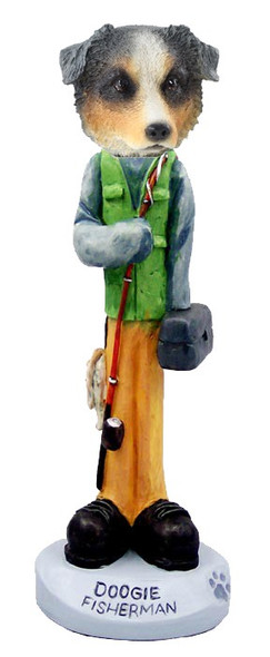 Blue Australian Shepherd Fisherman Doogie Collectible Dog Figurine