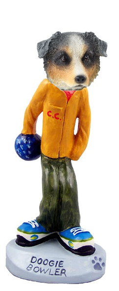 Blue Australian Shepherd Bowler Doogie Collectible Dog Figurine