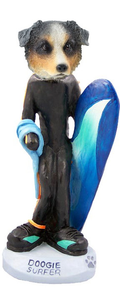Blue Australian Shepherd Surfer Doogie Collectible Dog Figurine