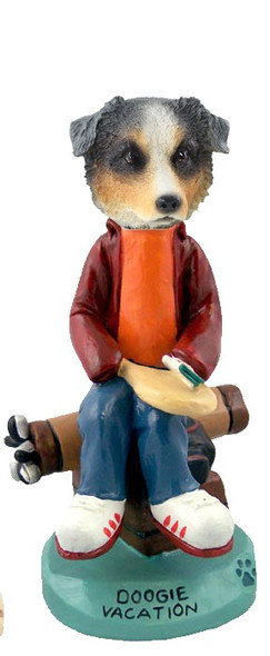 Blue Australian Shepherd Vacation Doogie Collectible Dog Figurine