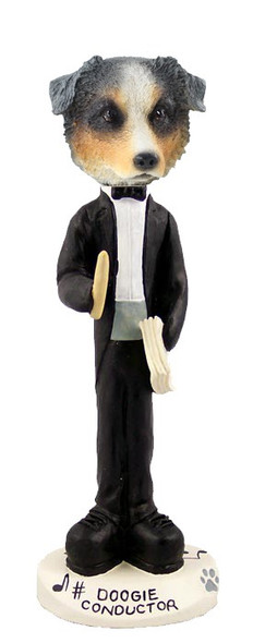 Blue Australian Shepherd Conductor Doogie Collectible Dog Figurine