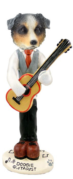 Blue Australian Shepherd Guitarist Doogie Collectible Dog Figurine