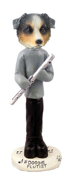 Blue Australian Shepherd Flutist Doogie Collectible Dog Figurine