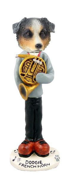 Blue Australian Shepherd French Horn Doogie Collectible Dog Figurine