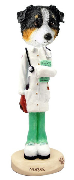 Tricolor Australian Shepherd Nurse Doogie Collectible Dog Figurine