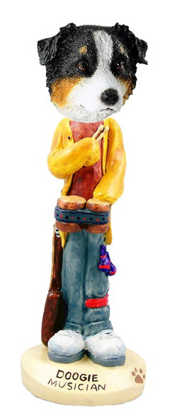 Tricolor Australian Shepherd Musician Doogie Collectible Dog Figurine