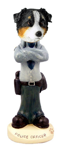 Tricolor Australian Shepherd Police Doogie Collectible Dog Figurine