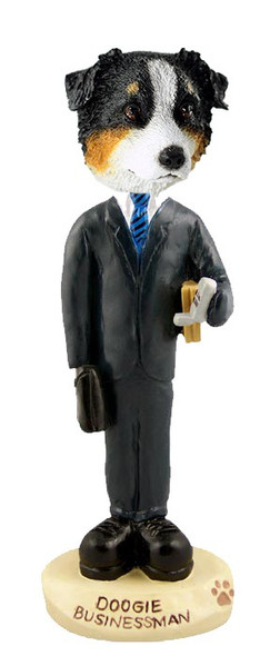 Tricolor Australian Shepherd Businessman Doogie Collectible Dog Figurine