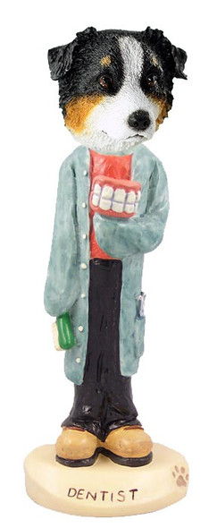 Tricolor Australian Shepherd Dentist Doogie Collectible Dog Figurine