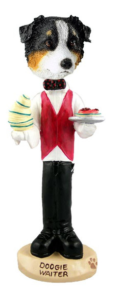 Tricolor Australian Shepherd Waiter Doogie Collectible Dog Figurine