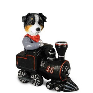 Tricolor Australian Shepherd Train Doogie Collectible Dog Figurine