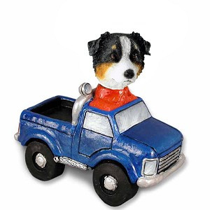 Tricolor Australian Shepherd Pickup Doogie Collectible Dog Figurine
