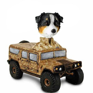 Tricolor Australian Shepherd Hummer Doogie Collectible Dog Figurine