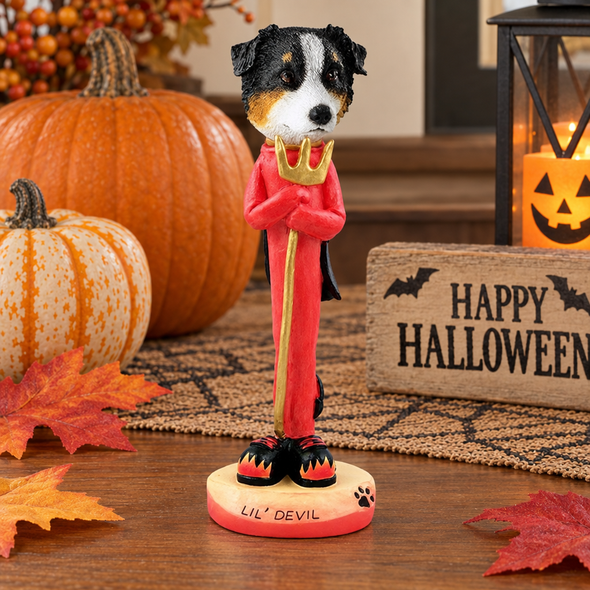 Tricolor Australian Shepherd Lil Devil Doogie Collectible Dog Figurine