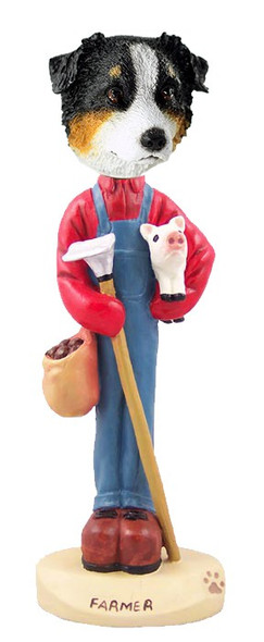 Tricolor Australian Shepherd Farmer Doogie Collectible Dog Figurine