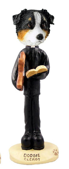 Tricolor Australian Shepherd Clergy Doogie Collectible Dog Figurine