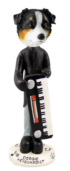 Tricolor Australian Shepherd Keyboardist Doogie Collectible Dog Figurine