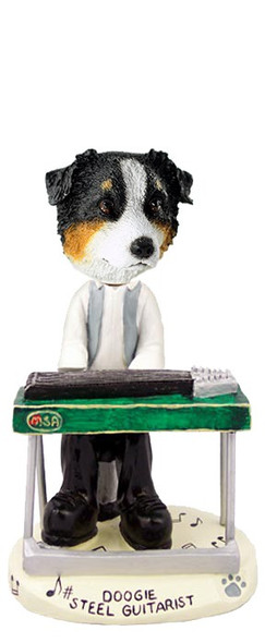 Tricolor Australian Shepherd Steel Guitarist Doogie Collectible Dog Figurine