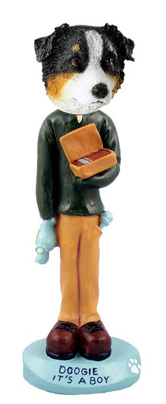 Tricolor Australian Shepherd It's a Boy Doogie Collectible Dog Figurine