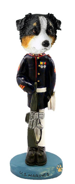 Tricolor Australian Shepherd U S Marines Doogie Collectible Dog Figurine