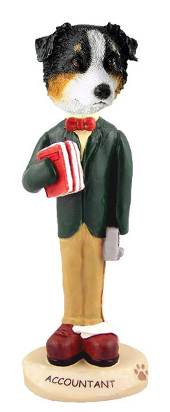 Tricolor Australian Shepherd Accountant Doogie Collectible Dog Figurine