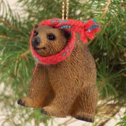 Brown Bear Christmas Tree Ornament – Hand-Painted – Conversation Concepts