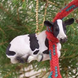 Black and White Holstein Cow Christmas Ornament – Hand-Painted