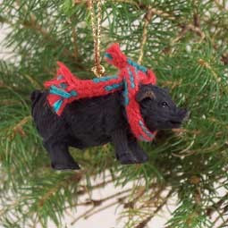 Black Pig Hanging Ornament – Hand-Painted – Conversation Concepts
